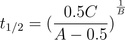 Half-time for fractions of authentic tracer in plasma