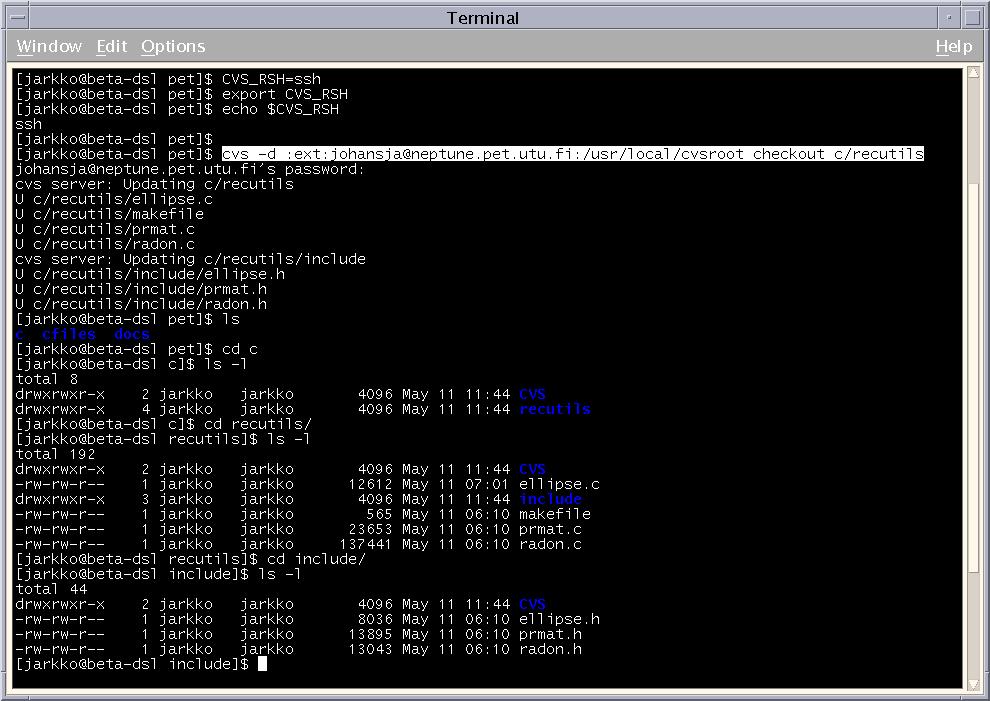 checking out from remote server