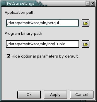 [PetGui settings dialog]